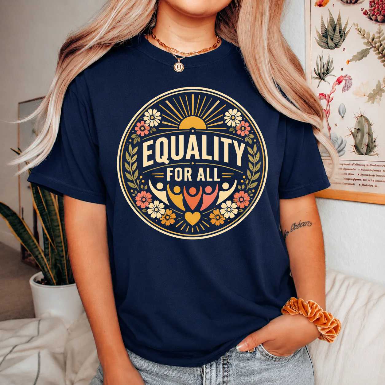 Inclusion Graphic T-Shirt Modern Badge Style Human Rights and Equality Message Tee
