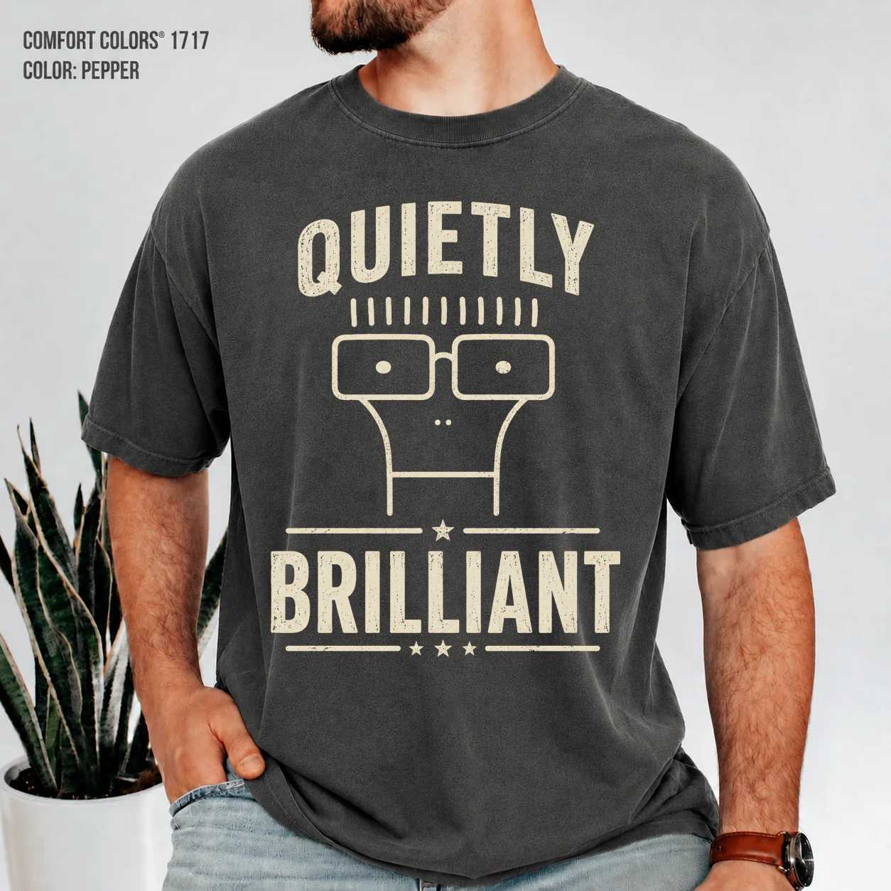 Introvert Graphic T-Shirt Vintage Nerd Face Design Casual Everyday Humor Tee for Men and Women
