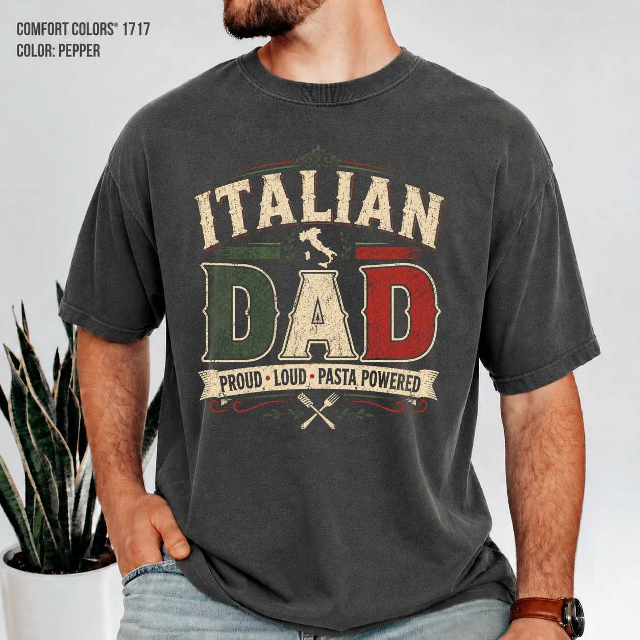 Italian Dad Vintage Heritage Shirt Funny Pasta Lover Father Gift Tee for Father's Day Family Pride