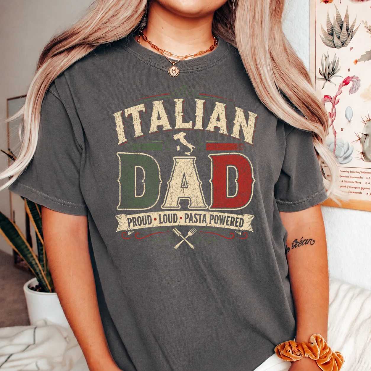 Italian Dad Vintage Heritage Shirt Funny Pasta Lover Father Gift Tee for Father's Day Family Pride