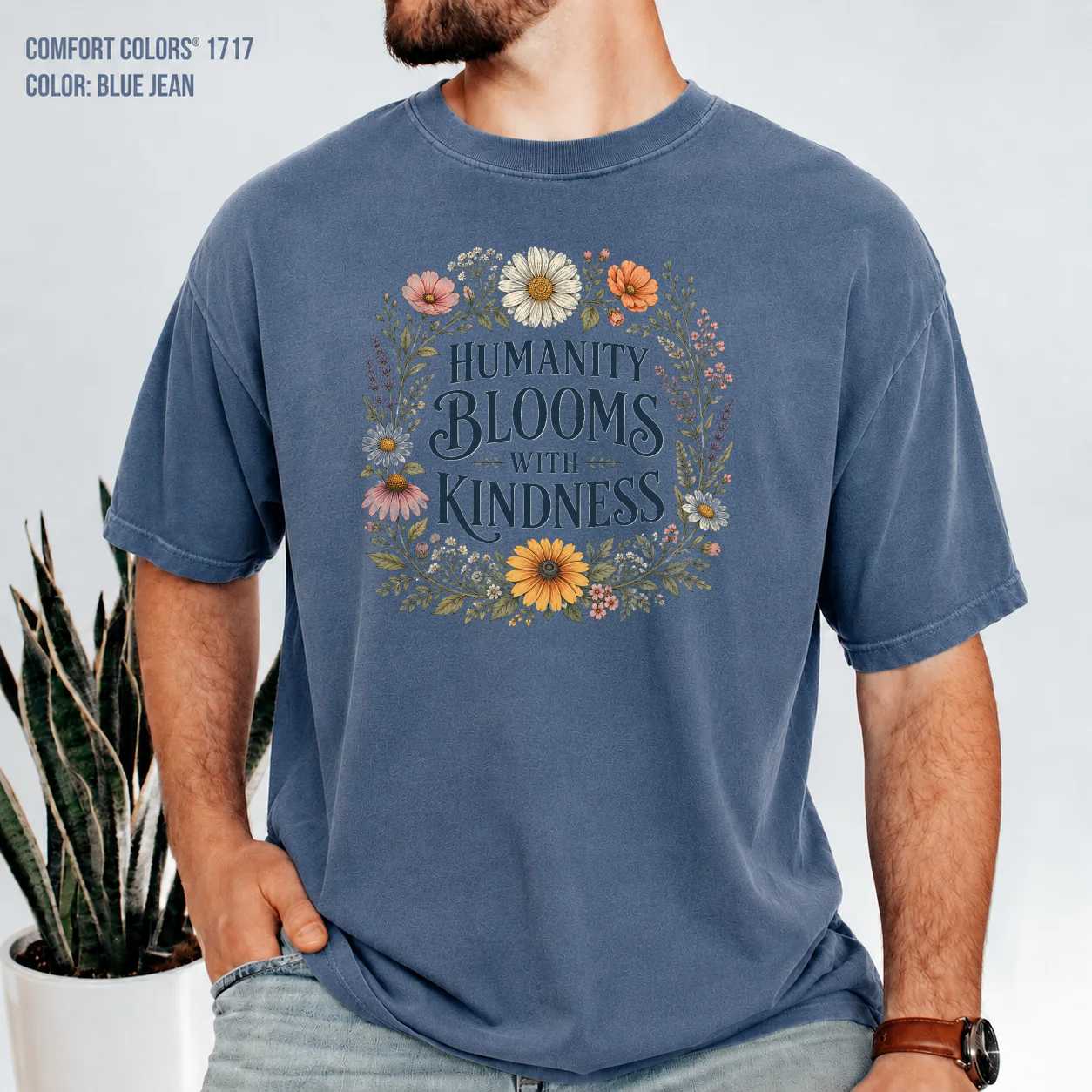 Kindness and Human Rights Graphic T-Shirt Cottagecore Floral Garden Statement Tee