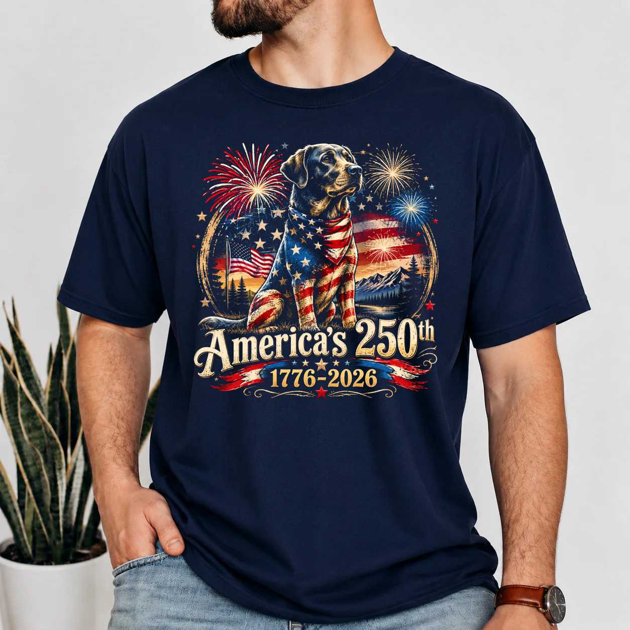 Labrador Patriot Shirt America's 250th Anniversary 1776-2026 Vintage Distressed Dog Lover T-Shirt for Men and Women