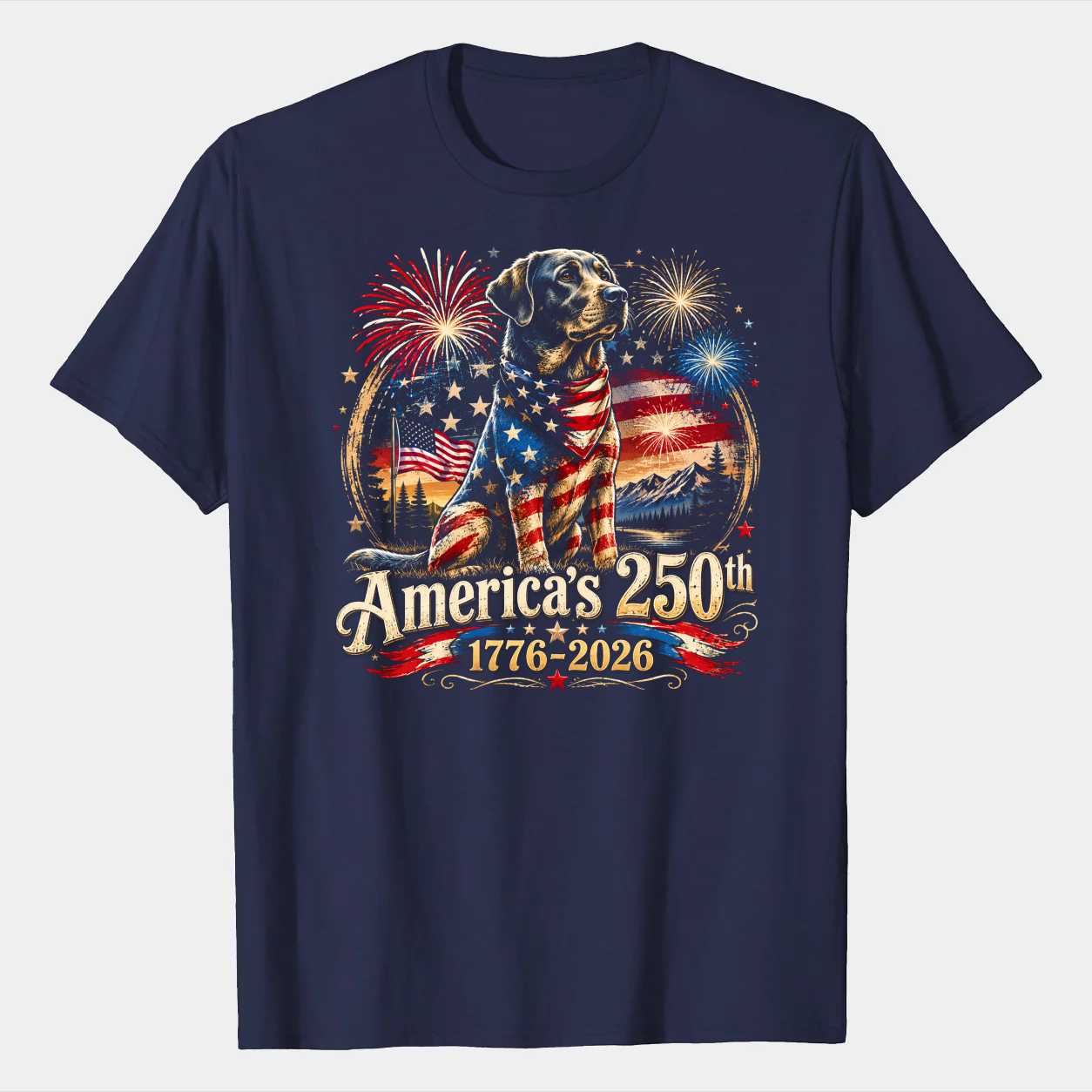 Labrador Patriot Shirt America's 250th Anniversary 1776-2026 Vintage Distressed Dog Lover T-Shirt for Men and Women