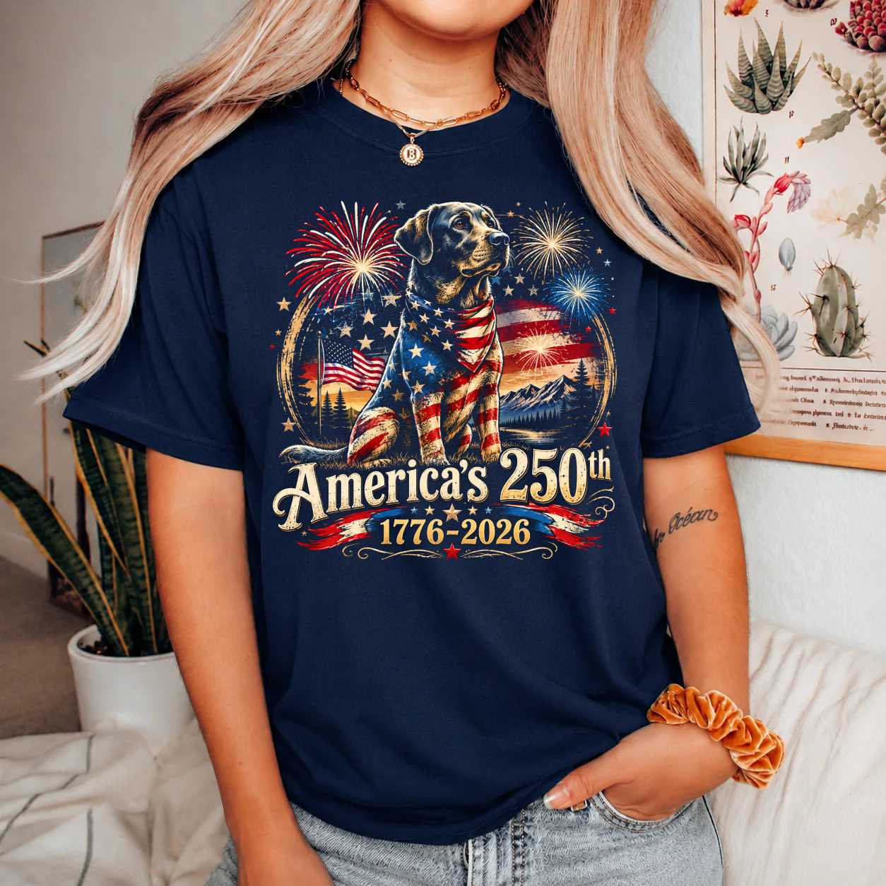 Labrador Patriot Shirt America's 250th Anniversary 1776-2026 Vintage Distressed Dog Lover T-Shirt for Men and Women