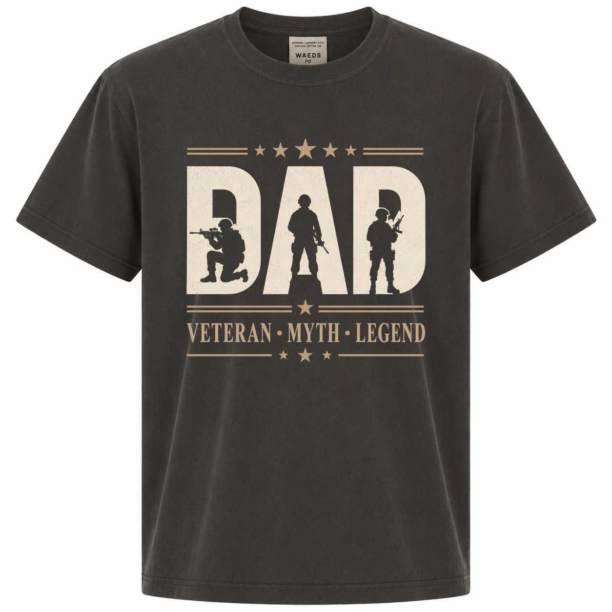 Dad Veteran Myth Legend Comfort Colors T-Shirt for Men - Military Silhouette Graphic, Soft Premium Cotton
