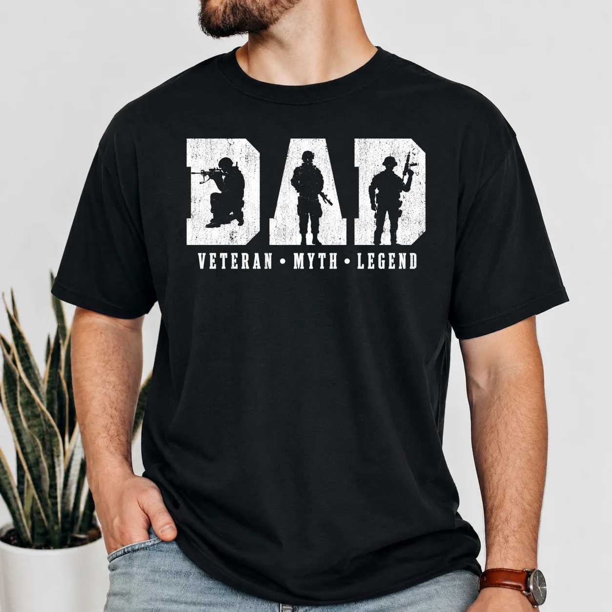 Dad Veteran Myth Legend T-Shirt for Men Patriotic Military Father Gift Comfortable Casual Wear