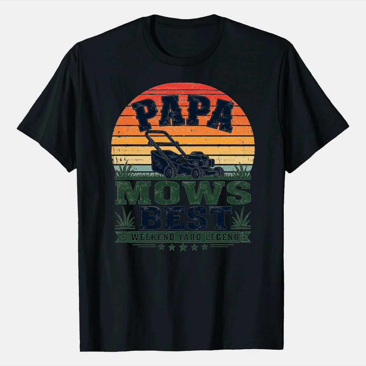Minimal Papa Mows Best Shirt for Men, Funny Lawn Care Dad Graphic Tee for Father's Day