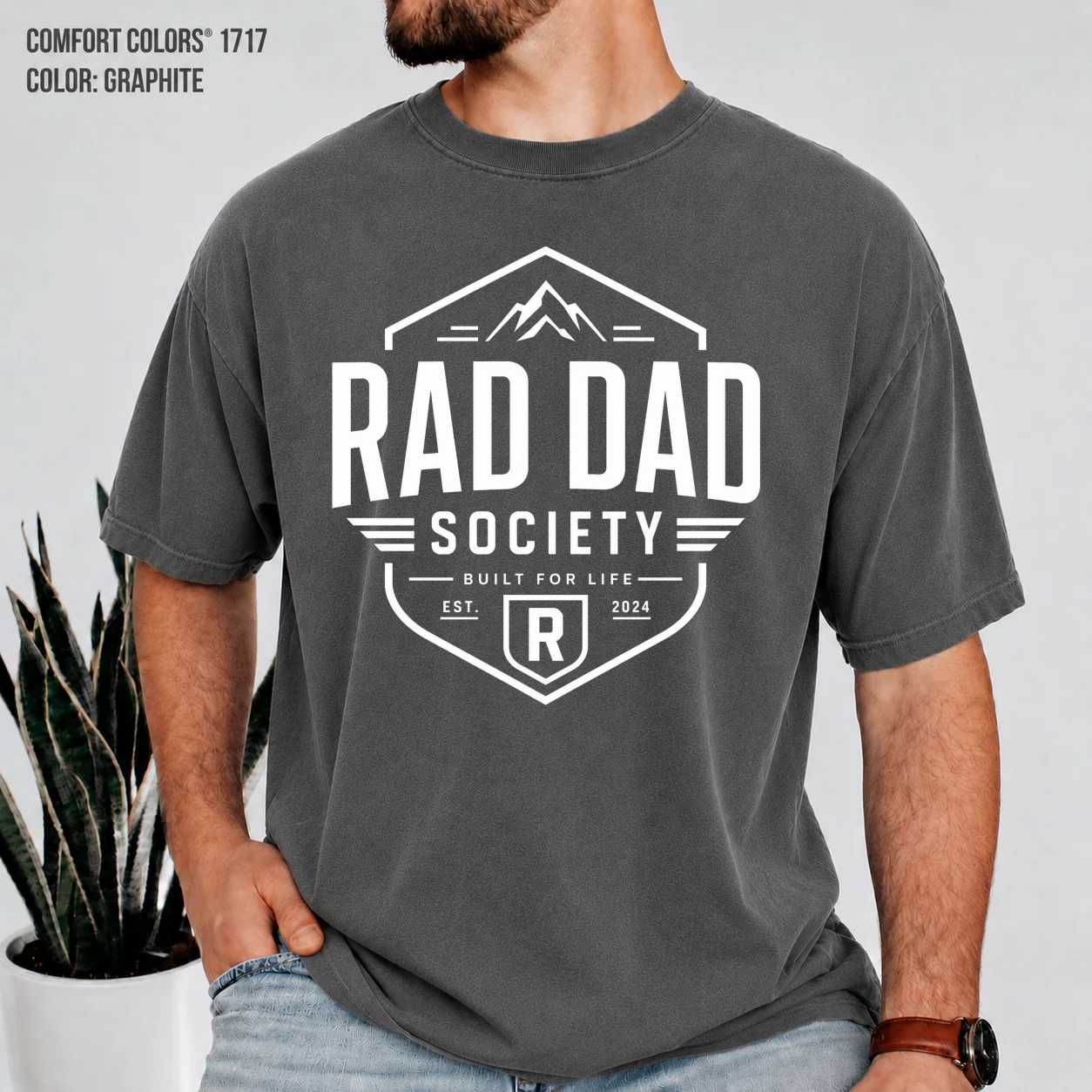 Modern Rad Dad Society T-Shirt for Fathers, Minimal Typography Graphic Tee Gift