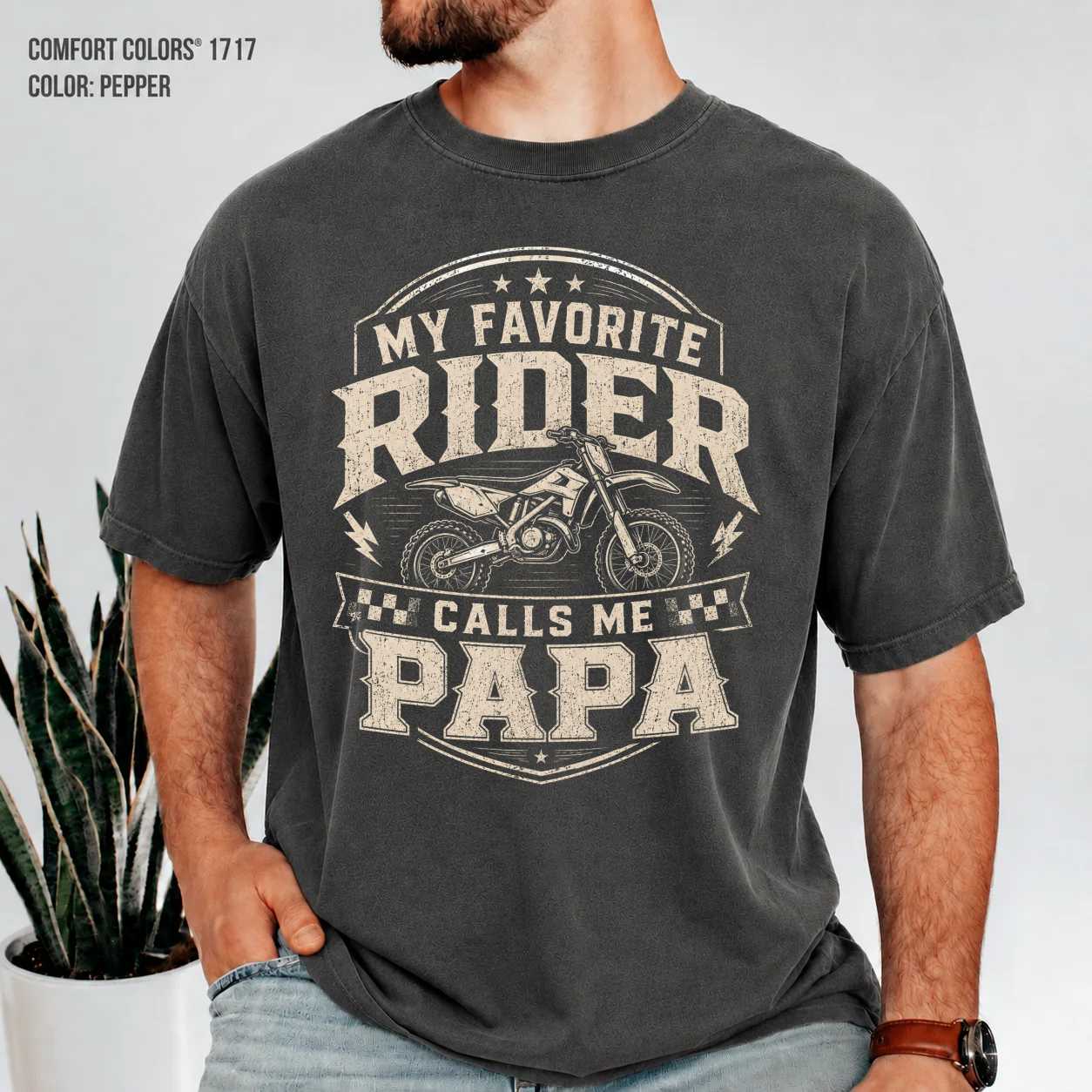 Motocross Papa Shirt Vintage Dirt Bike Grandpa Gift Racing Family Race Day Graphic Tee
