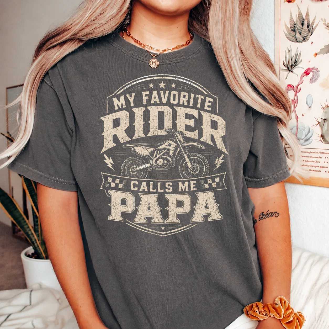 Motocross Papa Shirt Vintage Dirt Bike Grandpa Gift Racing Family Race Day Graphic Tee