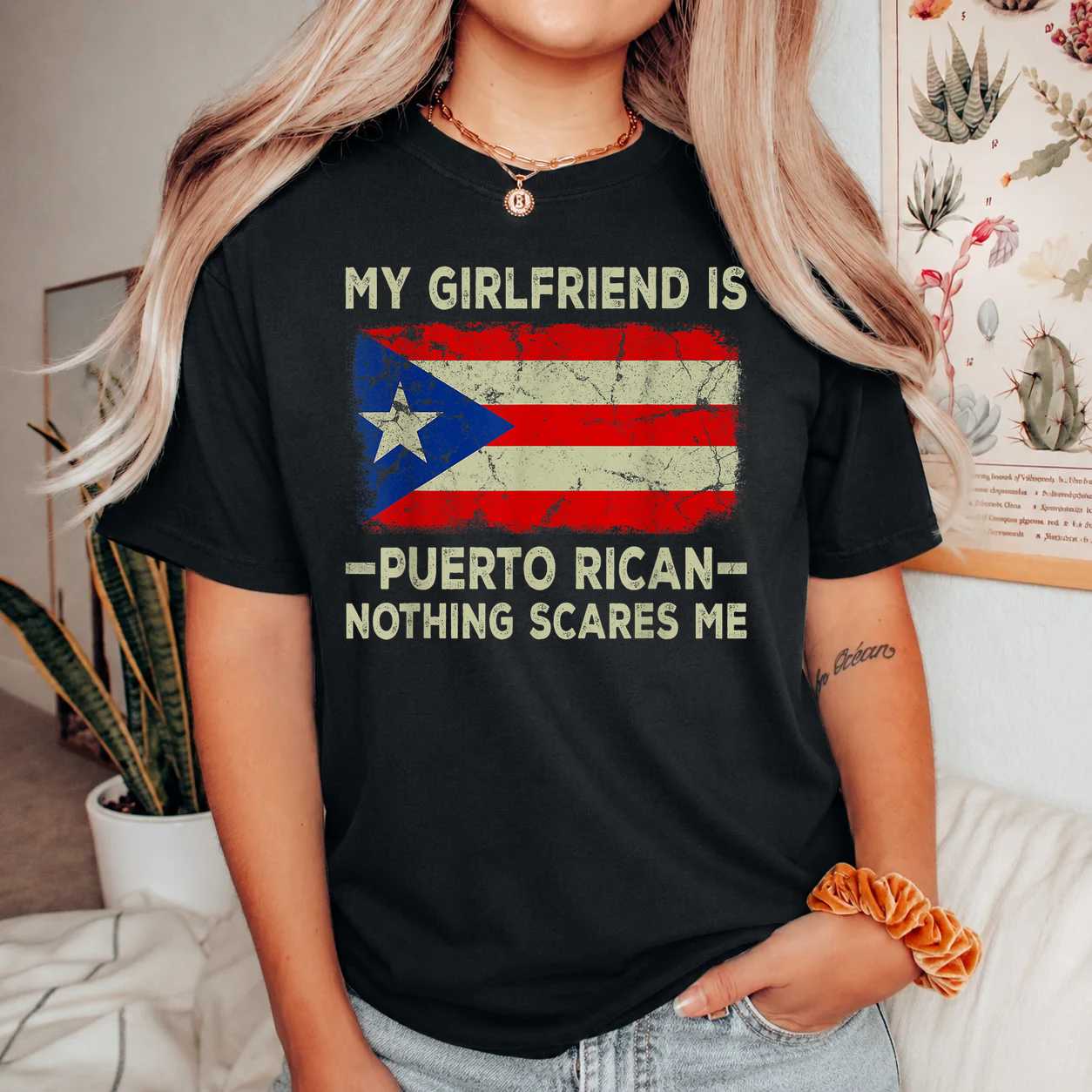 My Girlfriend is Puerto Rican T-Shirt for Funny Boyfriend - Unique Gift for Men