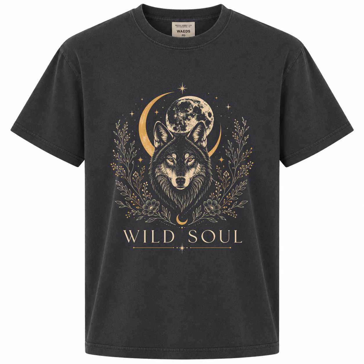 Mystical Wolf Moon Graphic T-Shirt for Women, Minimal Boho Nature Inspired Tee