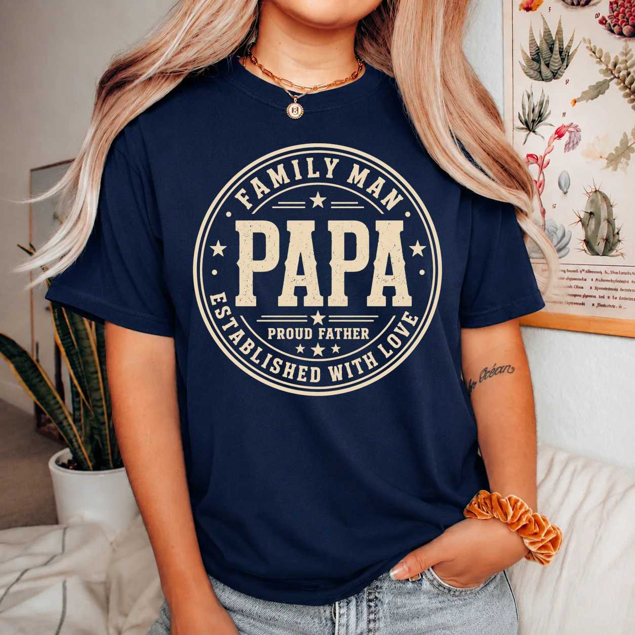 Papa Badge Graphic T Shirt Fathers Day Gift Proud Dad Emblem Apparel