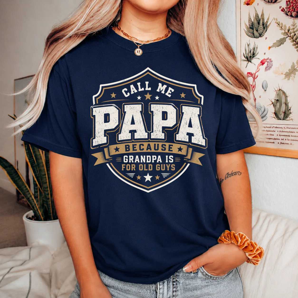 Papa Badge Shirt Funny Grandfather Emblem Tee Cool Family Gift for Men