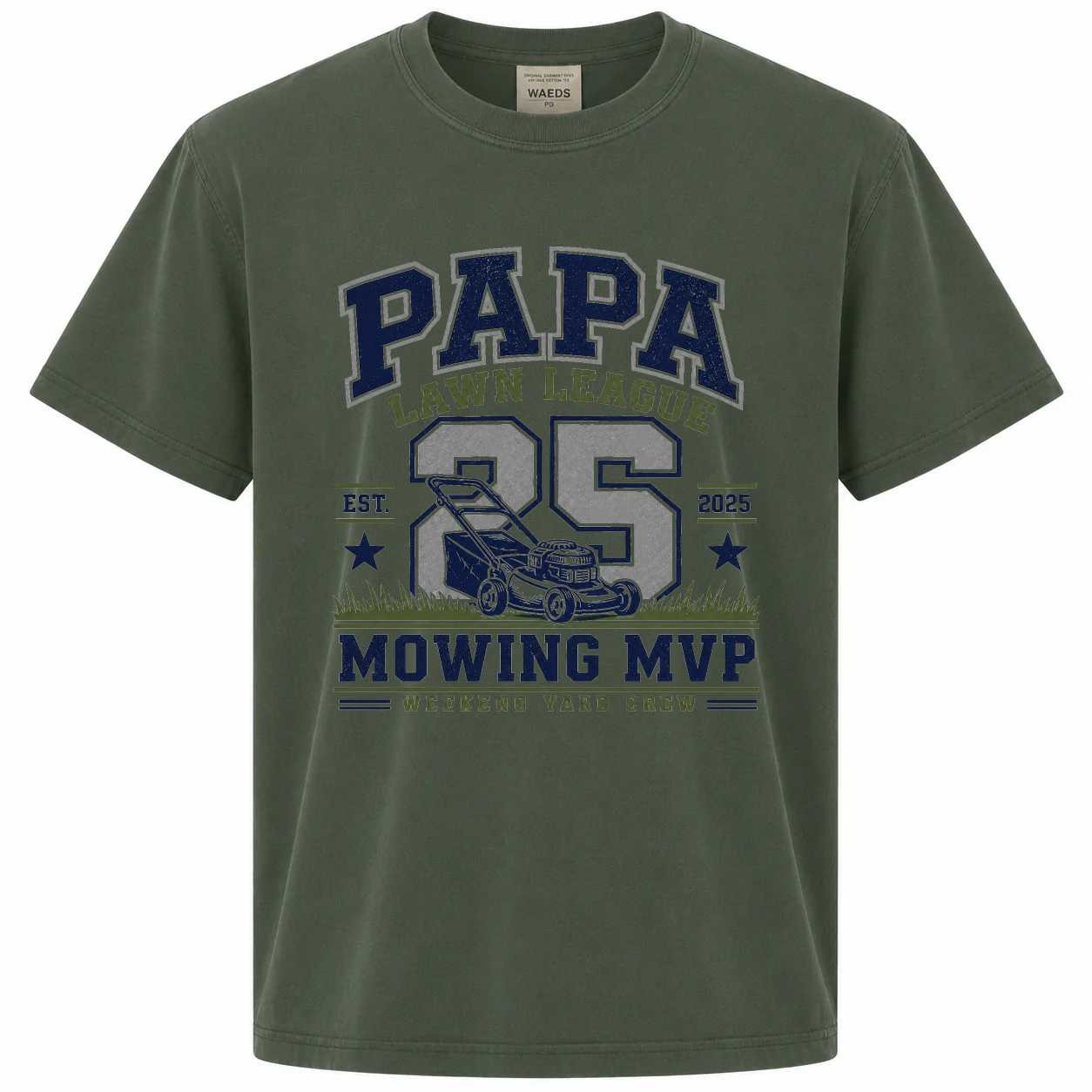 Papa Lawn Care Badge Shirt for Men, Funny Outdoor Mowing Graphic Tee Father's Day Gift