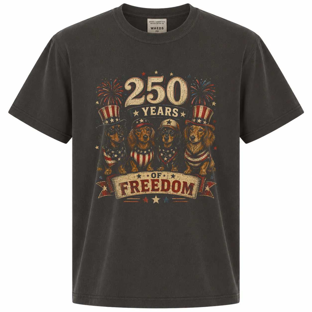 Patriotic Dachshund Shirt America 250 Celebration T-Shirt for Dog Lovers Independence Day Vintage Freedom Graphic Tee