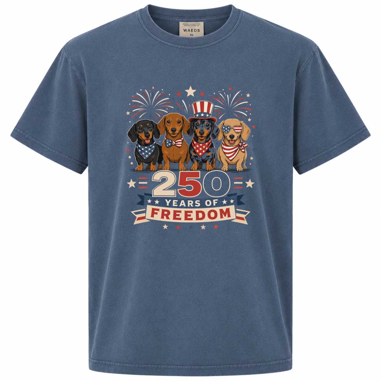 Patriotic Dachshund Shirt Clean Modern Illustration America 250 T-Shirt Freedom Dog Lover Graphic Tee