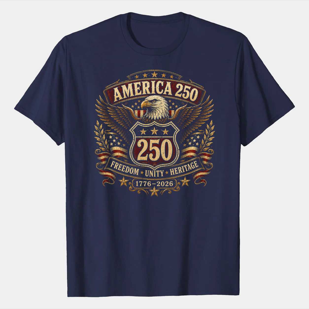 Patriotic Eagle Heritage Emblem T-Shirt America 250 Freedom Anniversary Graphic Tee for Men and Women