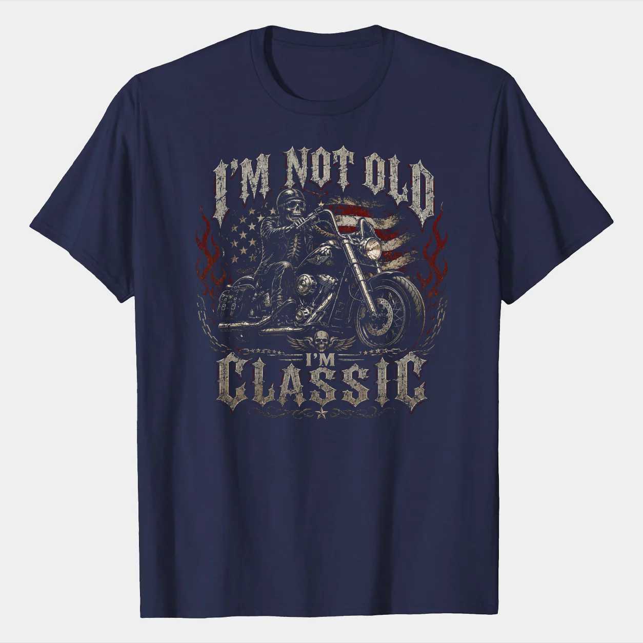 I'm Not Old I'm Classic Motorcycle T-Shirt for Men - Vintage Style, Patriotic Design