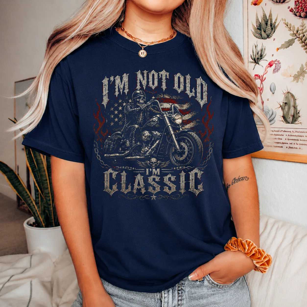 I'm Not Old I'm Classic Motorcycle T-Shirt for Men - Vintage Style, Patriotic Design