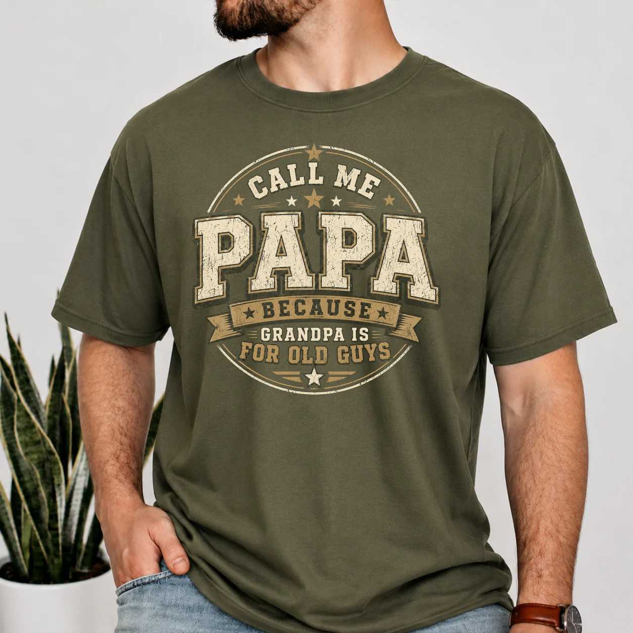 Patriotic Papa Shirt Funny Family Pride Tee for Fathers and Grandfathers