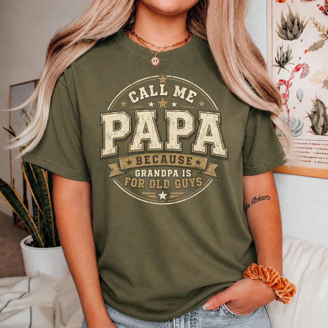 Patriotic Papa Shirt Funny Family Pride Tee for Fathers and Grandfathers