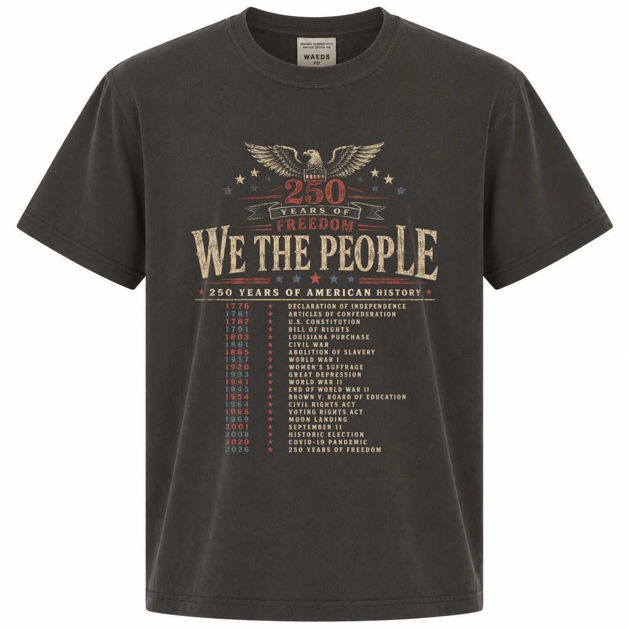 Patriotic Timeline Shirt America 250 Anniversary We The People Heritage History Graphic T-Shirt