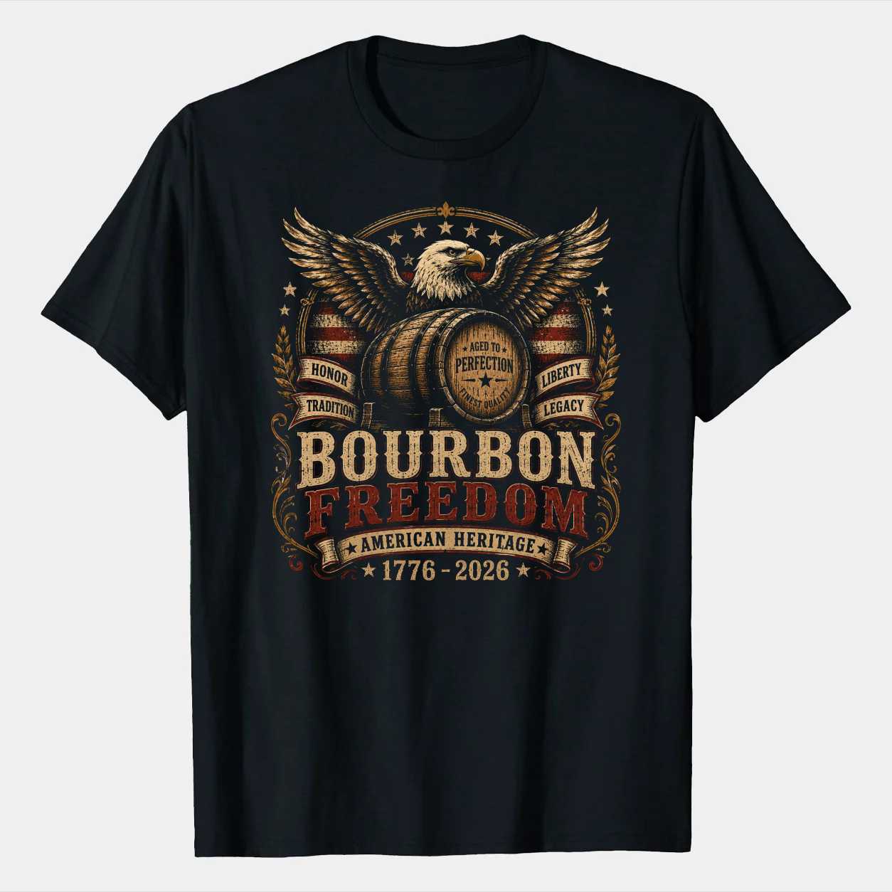Patriotic Whiskey Shirt American Eagle Bourbon Heritage Freedom Graphic Men's T-Shirt