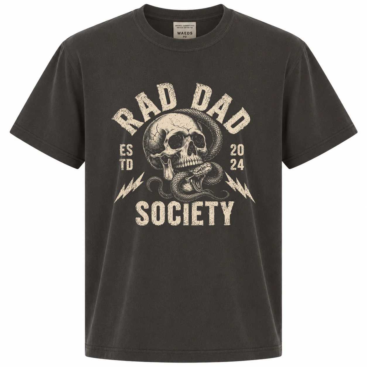 Rad Dad Society T-Shirt for Fathers, Vintage Skull and Snake Graphic Dad Shirt Gift for Father's Day