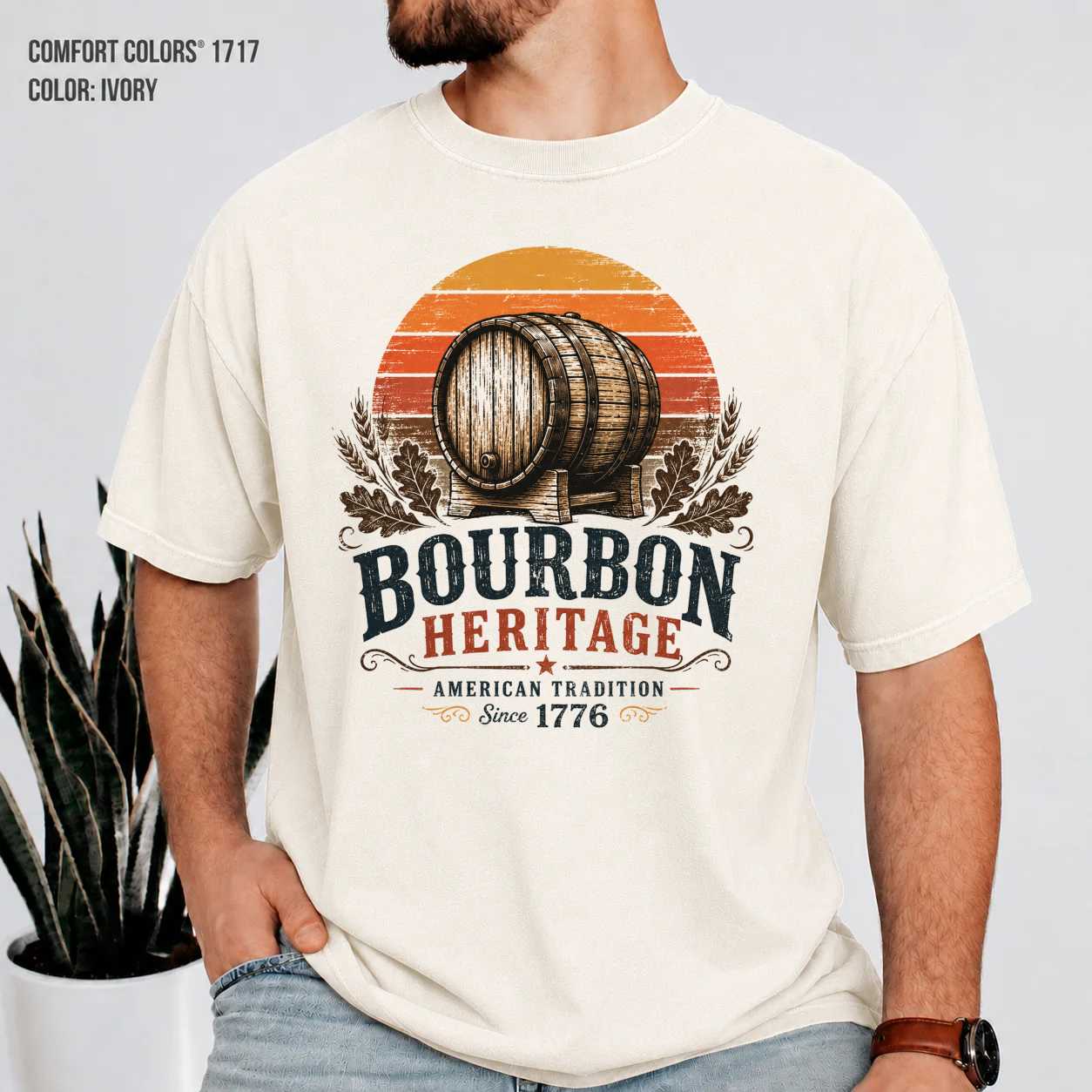 Retro Bourbon Heritage Shirt Vintage Whiskey Sunset Graphic Americana Bourbon Lover T-Shirt