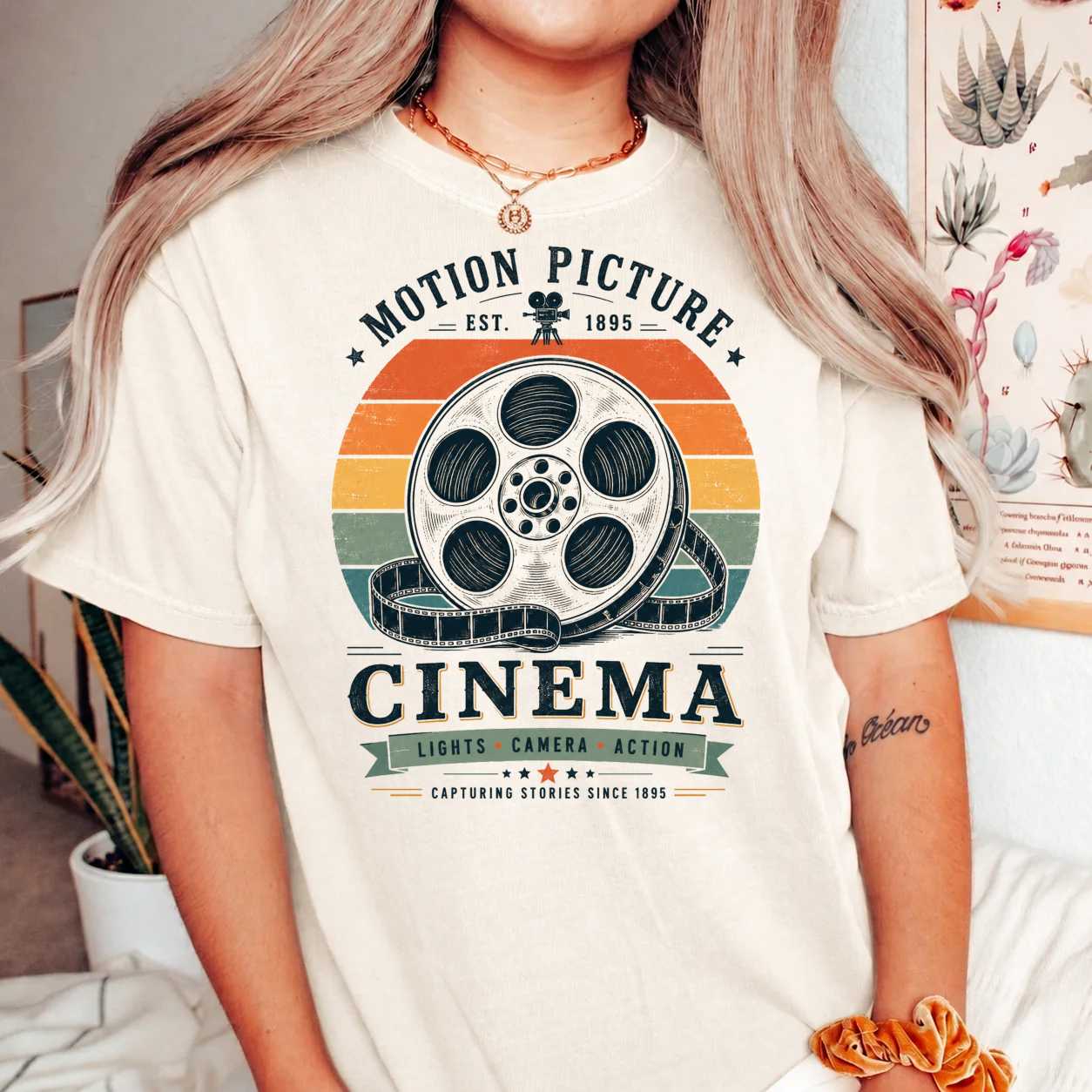 Retro Cinema Reel T-Shirt Vintage Film Artwork Inspired by Classic Movie History and Design