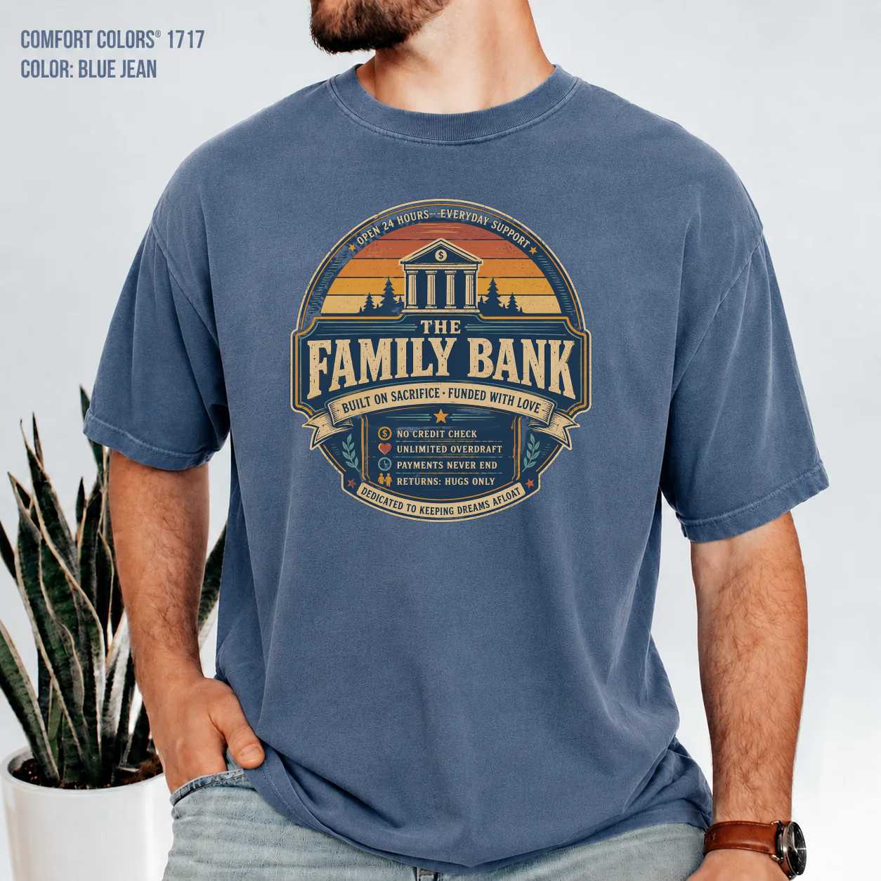 The Family Bank Funny Father's Day T-Shirt Vintage Dad Life Graphic Tee for Everyday Comfort