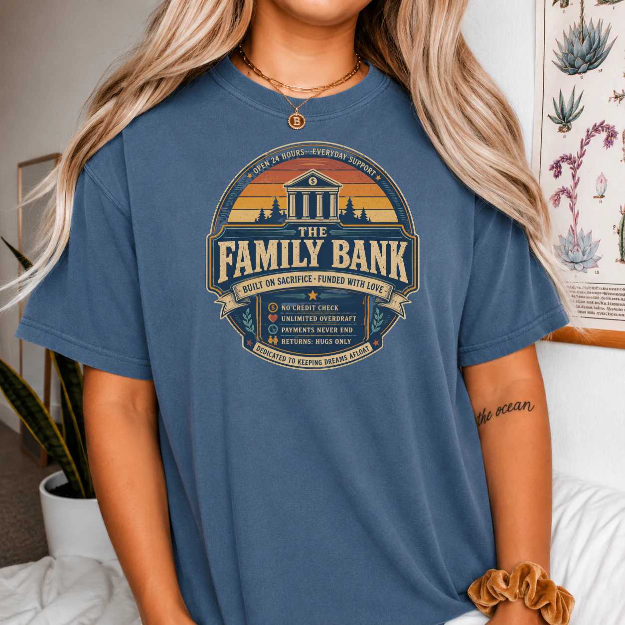 The Family Bank Funny Father's Day T-Shirt Vintage Dad Life Graphic Tee for Everyday Comfort