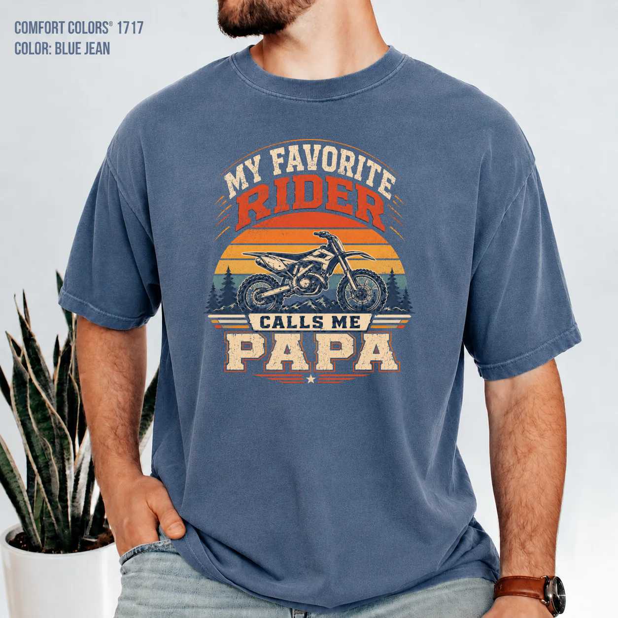 Retro Dirt Bike Papa Shirt Motocross Grandpa Racing Gift Race Weekend Graphic Tee