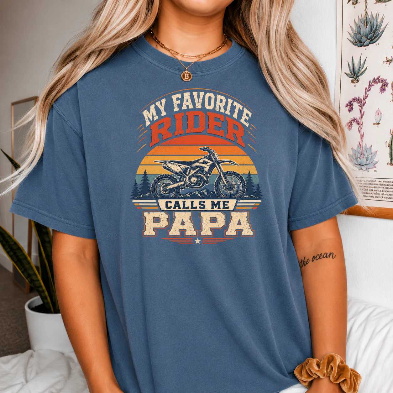 Retro Dirt Bike Papa Shirt Motocross Grandpa Racing Gift Race Weekend Graphic Tee