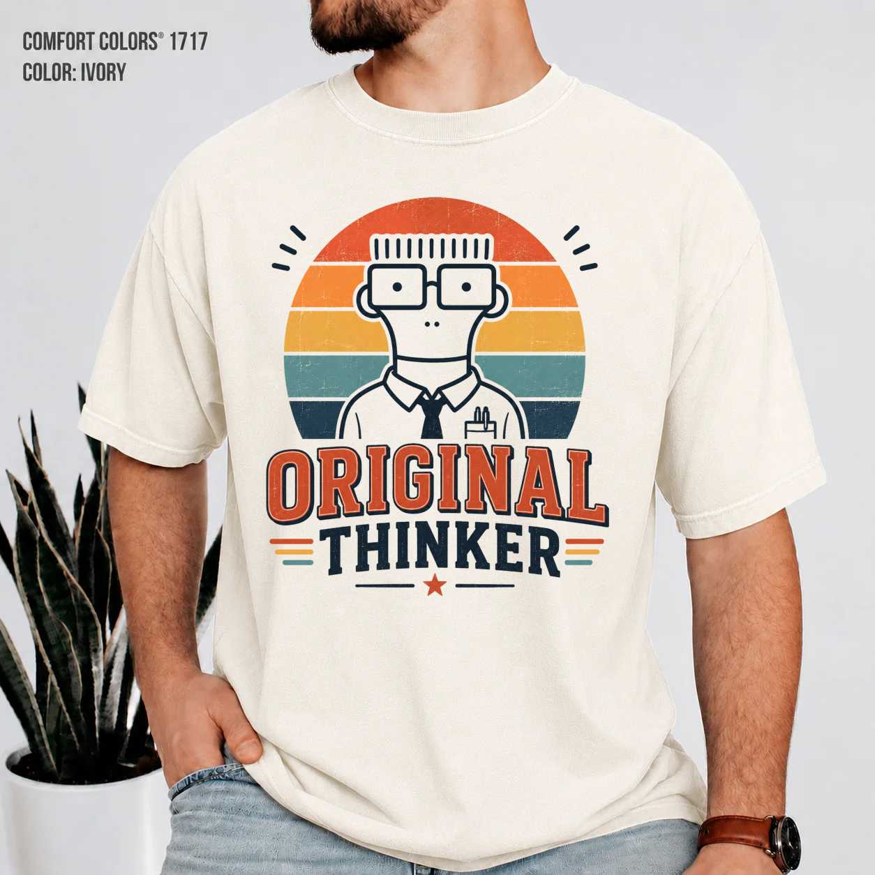 Retro Geek T-Shirt Funny Smart Character Graphic Tee for Casual Everyday Lifestyle Wear