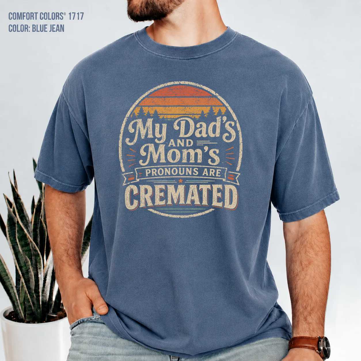 Retro Humor T-Shirt Funny Cremated Pronouns Graphic Tee For Adults