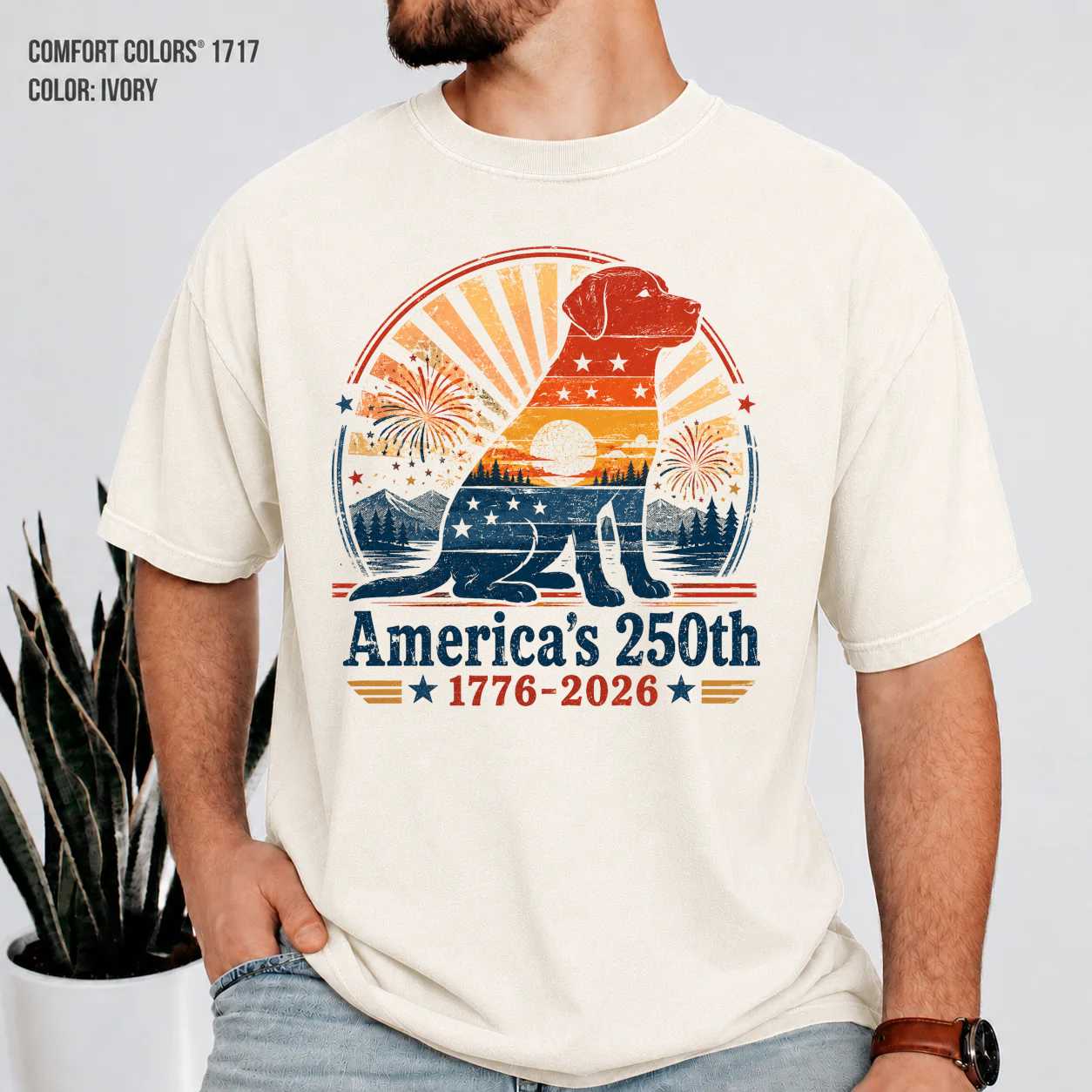 Retro Labrador Shirt America's 250th Anniversary 1776-2026 Patriotic Dog Lover Graphic T-Shirt