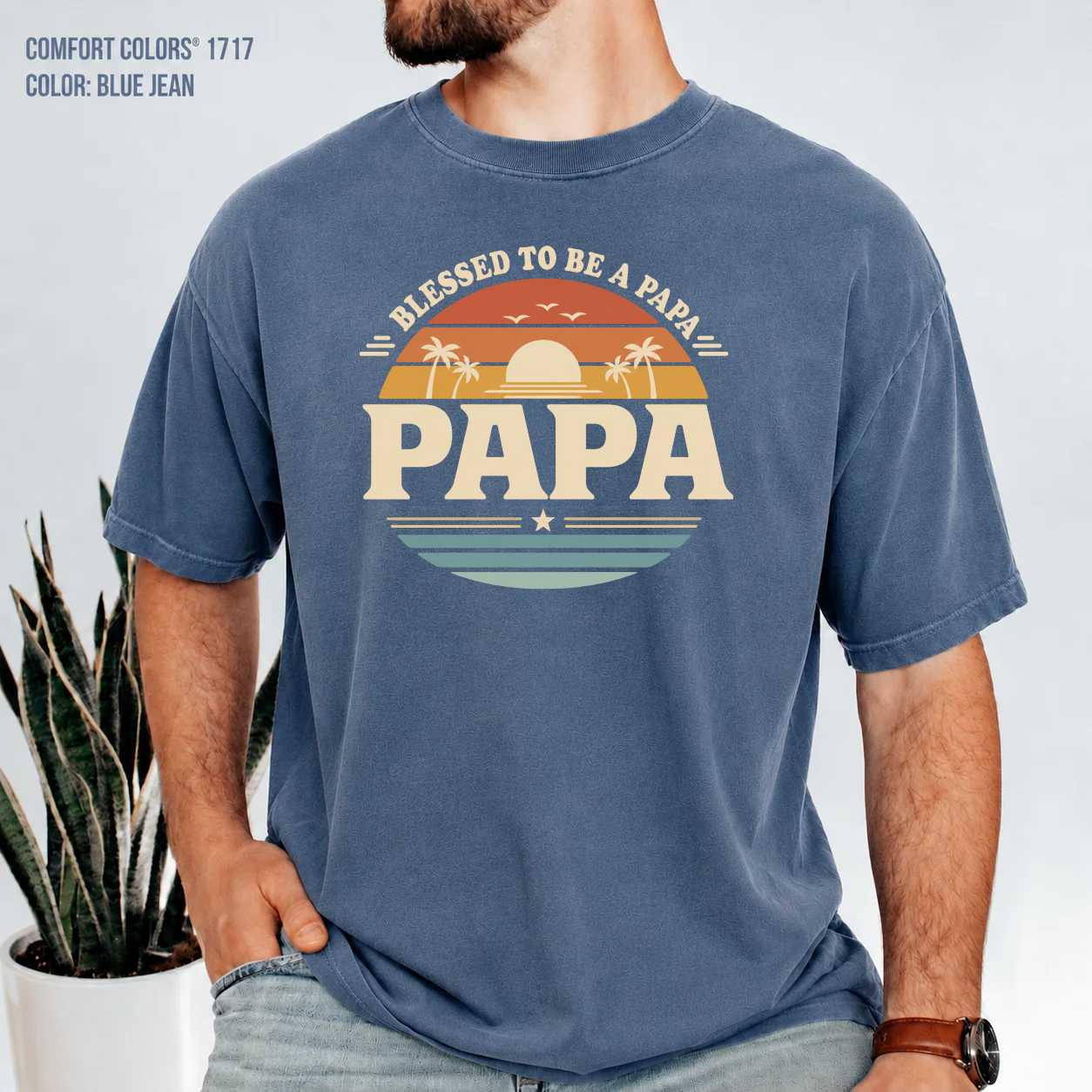 Retro Papa Graphic T Shirt Fathers Day Gift Vintage Sunset Style Dad Apparel
