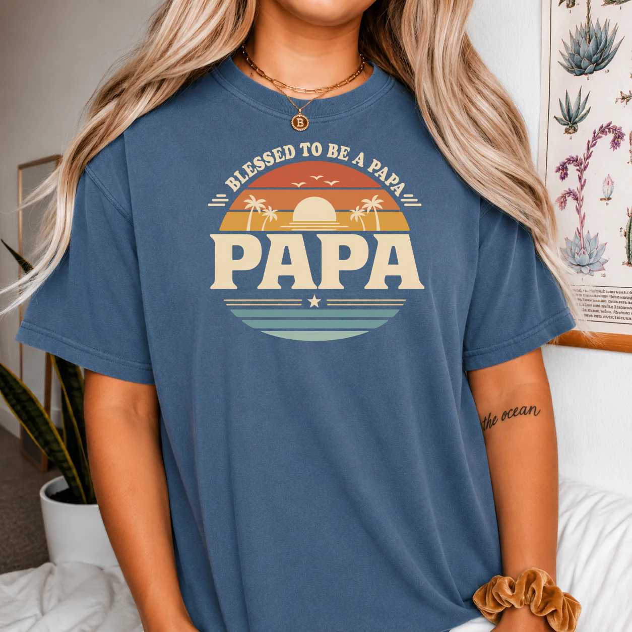Retro Papa Graphic T Shirt Fathers Day Gift Vintage Sunset Style Dad Apparel