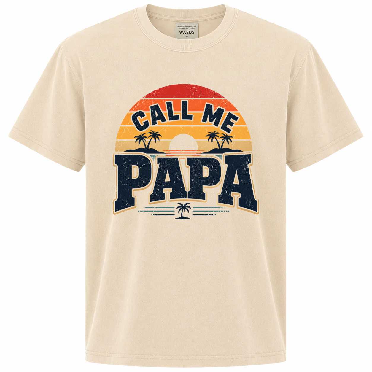 Retro Papa Shirt for Men Funny Papa Gift Vintage Sunset Style Grandfather Family Tee