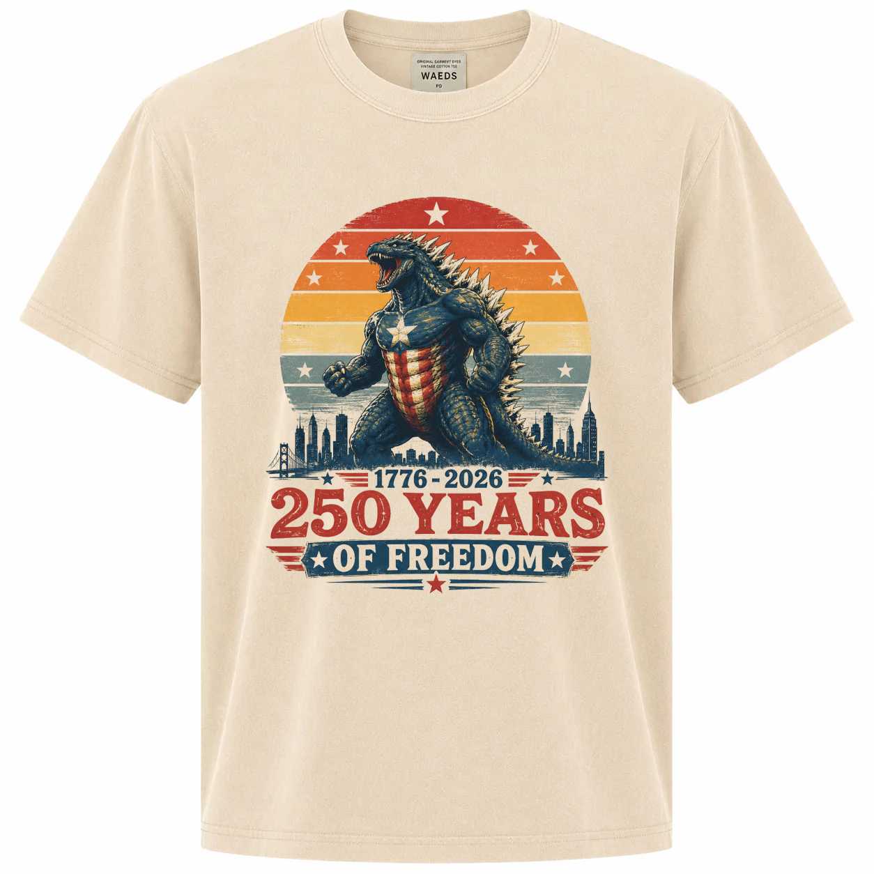 Retro Patriotic Monster T-Shirt 250 Years of Freedom 1776 2026 Independence Day Graphic Tee