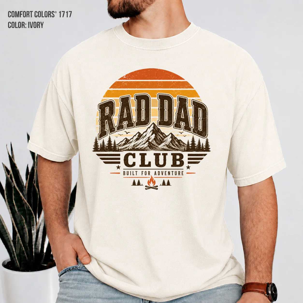 Retro Rad Dad Club T-Shirt for Fathers, Vintage Sunset Graphic Tee Father's Day Gift