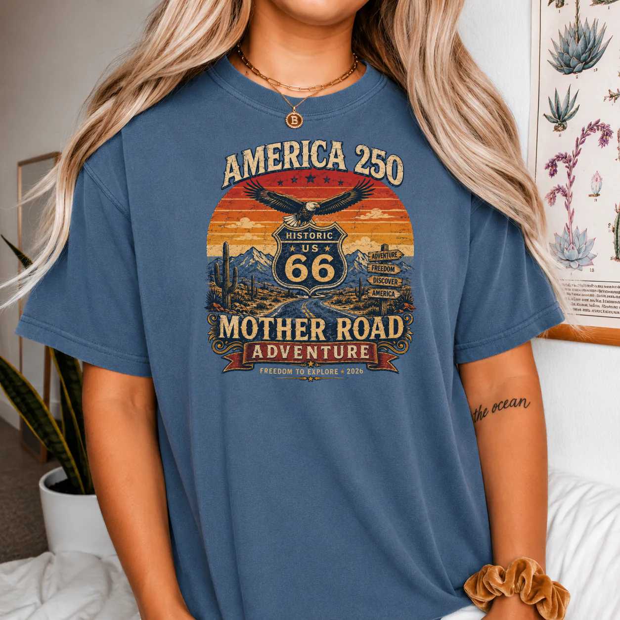 Retro Road Trip Adventure T-Shirt America 250 Sunset Highway Travel Graphic Tee for Men and Women