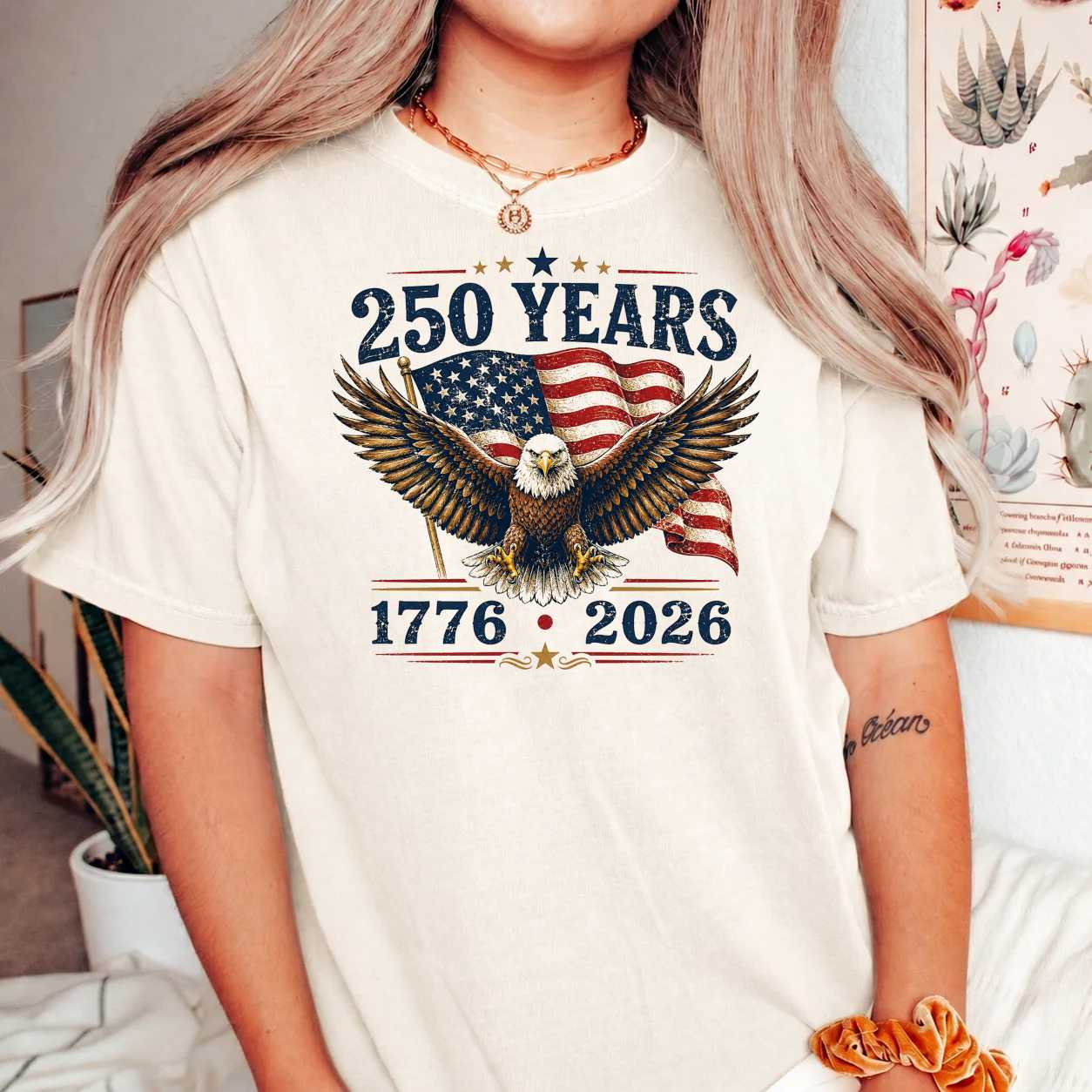 USA 250 Anniversary Eagle T-Shirt Vintage Patriotic Independence Day 1776 2026 American Pride Graphic Tee