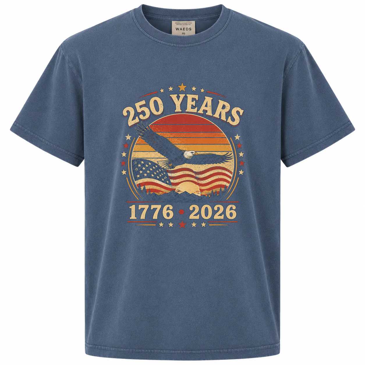 USA 250 Celebration T-Shirt Retro Sunset Eagle American Independence Anniversary Graphic Tee