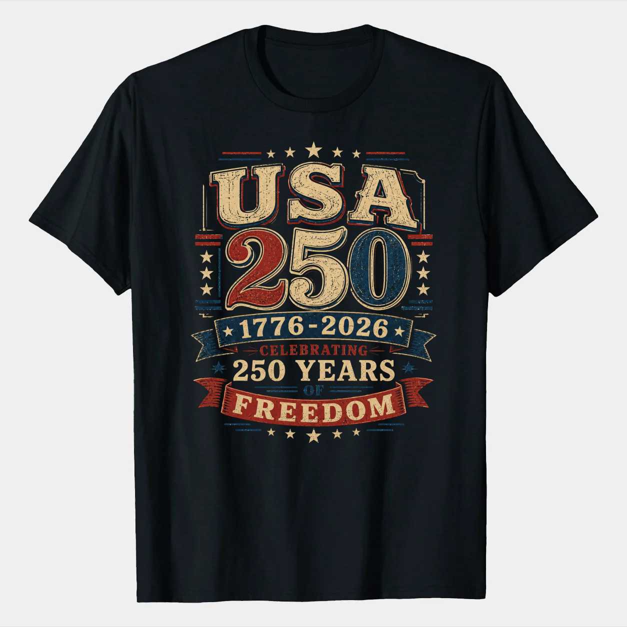 USA 250 T-Shirt Patriotic Typography 1776-2026 America Anniversary Independence Day Graphic Tee