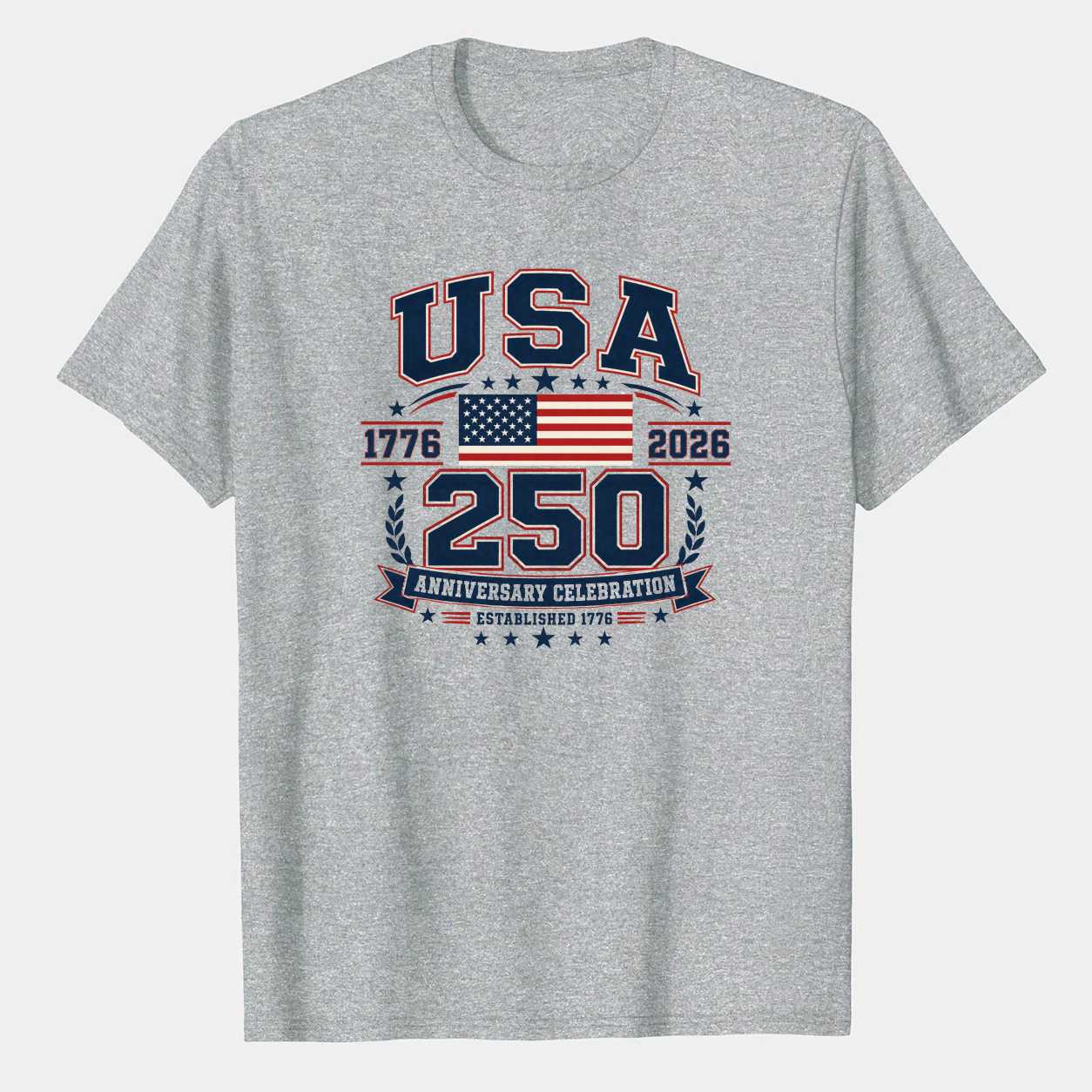 USA 250 Varsity T-Shirt Collegiate Patriotic American Flag Anniversary Celebration Graphic Tee