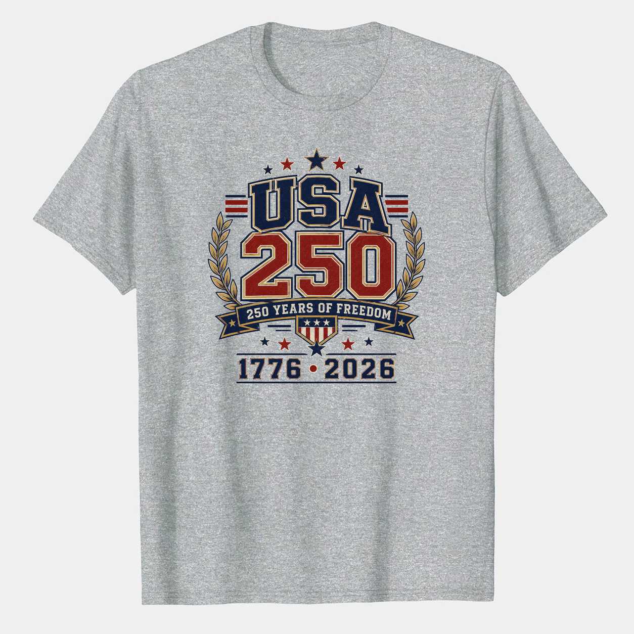 USA 250 Varsity T-Shirt Collegiate Patriotic Independence Anniversary Graphic Tee 1776 2026