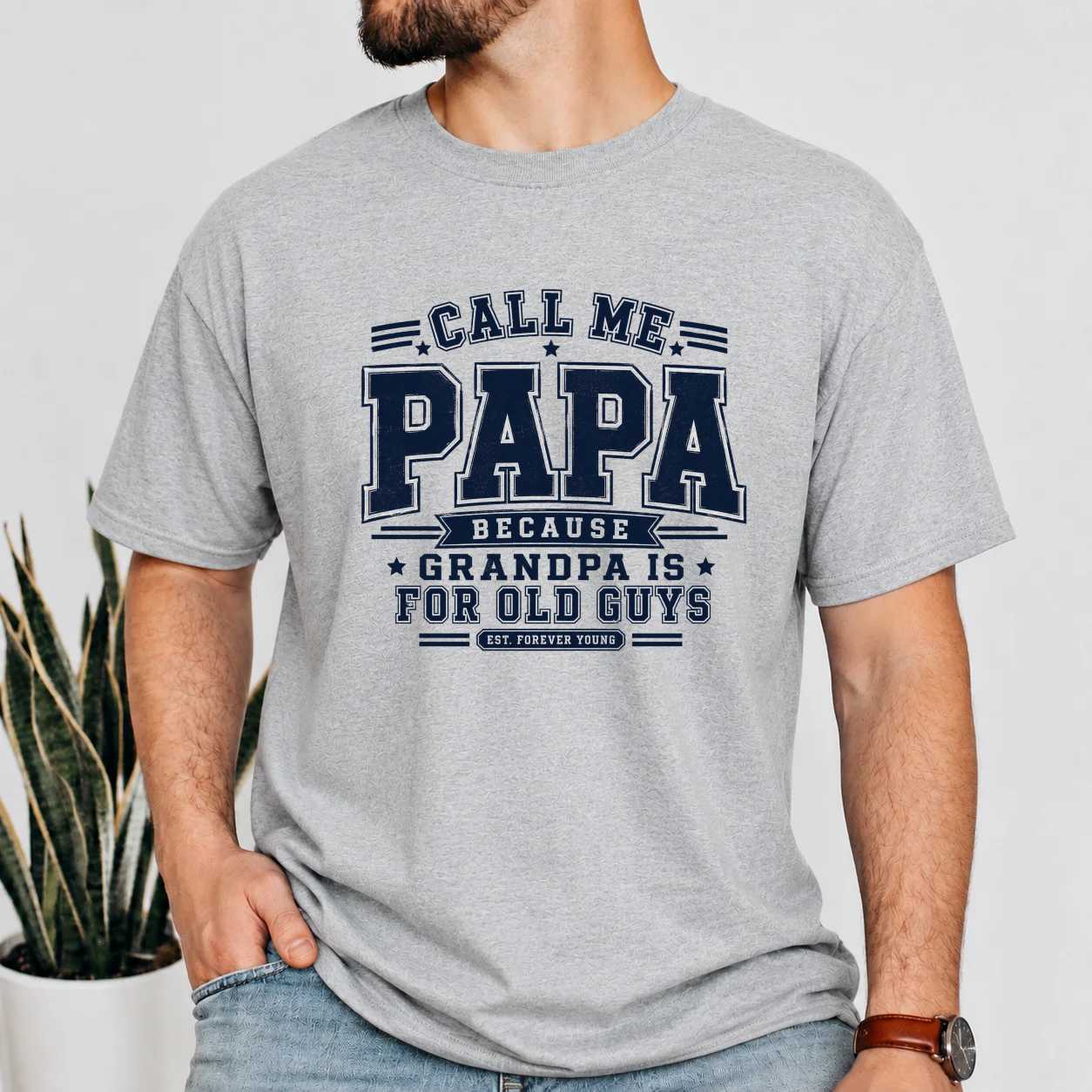 Varsity Papa Shirt Funny Family Sports Style Tee for Cool Grandfathers
